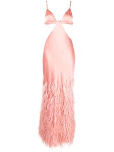 Cult Gaia robe bordée de plumes Raisa à coupe longue - Rose