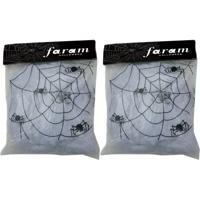 Decoratie spinnenweb/spinrag met spinnen - 5x - 50 gram - wit - Halloween/horror versiering
