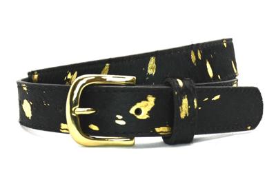 Take It Leren Riem 3 cm Koe Zwart Goud