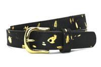 Take It Leren Riem 3 cm Koe Zwart Goud