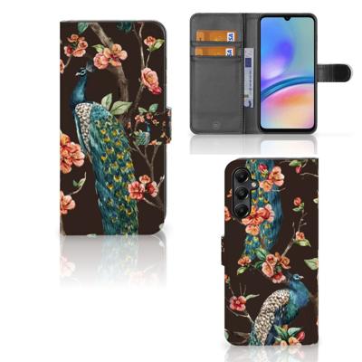 Samsung Galaxy A05s | Telefoonhoesje | Met pasjeshouder | Pauw met Bloemen