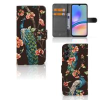 Samsung Galaxy A05s | Telefoonhoesje | Met pasjeshouder | Pauw met Bloemen