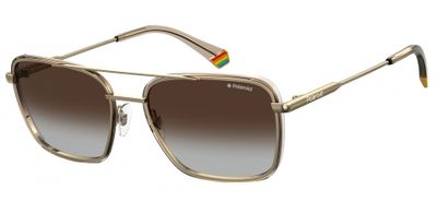 Polaroid zonnebril 6115/S heren cat.3 vierkant RVS goud/bruin