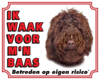 Labradoodle Waakbord - Ik waak voor mijn baas Bruin