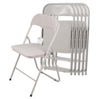 Urban Living Klapstoel - 6x - met stoffen zitting - beige - 44 x 45 x 80 cm - metaal