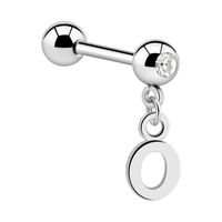 Jeweled Barbell with Charm Chirurgisch staal 316L / Belegde messing Barbells - thumbnail