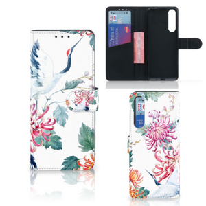 Sony Xperia 1 II Telefoonhoesje met Pasjes Bird Flowers