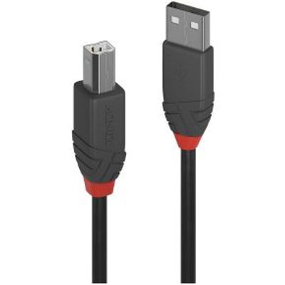 Lindy 36677 USB-kabel 10 m 2.0 USB A USB B Zwart, Grijs, Rood