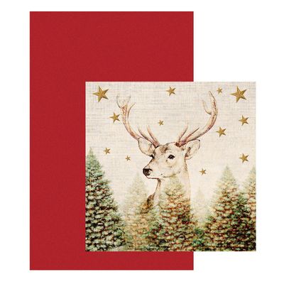 Papieren tafelkleed/tafellaken rood inclusief kerst servetten Papieren tafelkleed/tafellaken rood inclusief kerst servetten