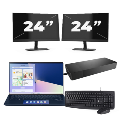 Asus ZenBook 14 UX434 - Intel Core i5-10e Generatie - 14 inch - 8GB RAM - 256GB SSD - Windows 11 Home + 2x 24 inch Monitor Asus ZenBook 14 UX434 - Intel Core i5-10e Generatie - 14 inch - 8GB RAM - 256GB SSD - Windows 11 Home + 2x 24 inch Monitor