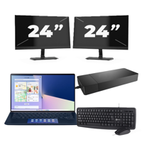 Asus ZenBook 14 UX434 - Intel Core i5-10e Generatie - 14 inch - 8GB RAM - 256GB SSD - Windows 11 Home + 2x 24 inch Monitor - thumbnail