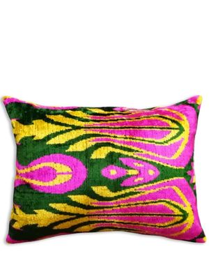 Les-Ottomans coussin en velours à motif jacquard - Vert