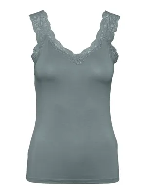 Hemdje met kant - Lace Top - Barbera - Viscose kanten onderhemd - Singlet met brede bandjes - Zwart - Huidskleur - Wit - Lingerie top