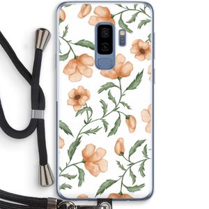 Peachy flowers: Samsung Galaxy S9 Plus Transparant Hoesje met koord