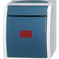 Busch-Jaeger 2601/6 SKW-53 Ocean (opbouw) Wisselschakelaar, Controleschakelaar spatwaterdicht Blauw, Groen