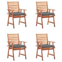 Tuinstoelen 4 st met kussens massief acaciahout