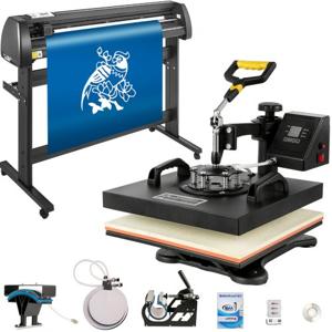 VEVOR Warmte Persmachine, 38 x 38 cm 5 in 1 Warmte Persmachine en 1350 mm Vinyl Cutter Plotter, Snijplotter Machine met Signmaster, Snijplotter voor het Overbrengen van Afbeeldingen op T-shirtstassen