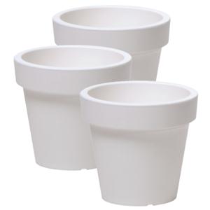 Prosperplast Bloempot Basic - 3x stuks - kunststof - parel wit - D16 x H15 cm - buiten/tuin