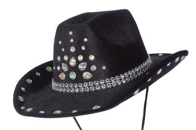 Cowboy hoed met strasssteentjes zwart
