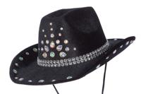Cowboy hoed met strasssteentjes zwart