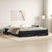 Bedframe met lades Zwart eiken 180 x 200 cm Bewerkt hout