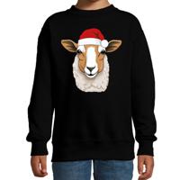 Kersttrui / sweater boerderijdieren - kinderen - Schaap - zwart - kerstmuts - Kerstmis