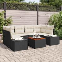 Tuinbankenset met opslag 7 pcs Zwart en Crème poly rattan