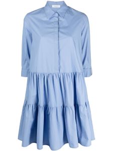 Fabiana Filippi robe-chemise en coton à volants superposés - Bleu