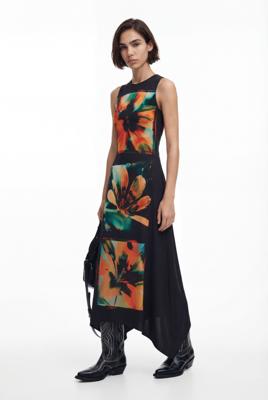 Jurk met bloemenprint - BLACK - S