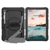 Casecentive Handstrap Pro Hardcase met handvat Galaxy Tab S7 FE 2021 zwart - 8720153794435