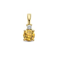 14K Geelgouden Hanger met November Geboortesteen & Diamant 0.02ct - 10,5mm