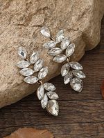 Party Banquet Full Diamond Leaf Earrings Wedding Anniversary New Year Jewelry - thumbnail