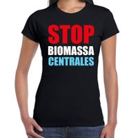 Stop biomassa centrales demonstratie / protest t-shirt zwart voor dames