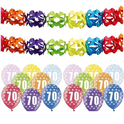 Verjaardag feest 70 jaar versieringen pakket feestslingers en ballonnen