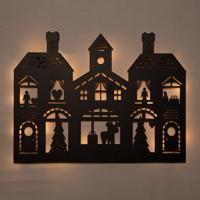 Muurhanger kersthuizen 40x32 cm zwart - Annas collection
