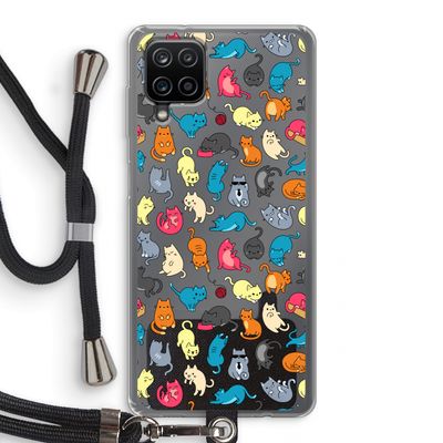 Kleurrijke katten: Samsung Galaxy A12 Transparant Hoesje met koord