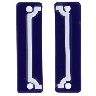 Best for Boots huisnummer eindstuk - 2x stuks - oudhollands - emaille - 3 x 12 cm - blauw/wit