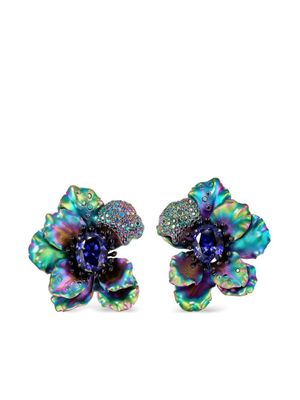 Anabela Chan boucles d'oreilles Bloom Poppy en or vermeil 18ct - Bleu
