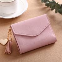 Vrouwen portemonnee gefranjerde hanger Litchi textuur Wallet Card Pack Coin Purse (roze)