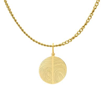 Gepersonaliseerde vingerafdrukken ketting - Stainless steel - Goud - 13 mm - 2 vingerafdrukken