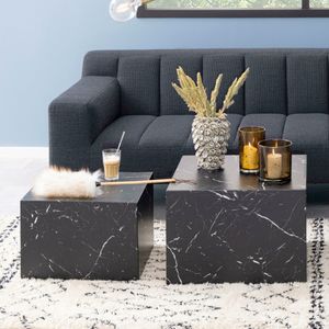 Bendt Salontafel 'Flavian' Set van 2 stuks, Marmerlook, kleur Zwart