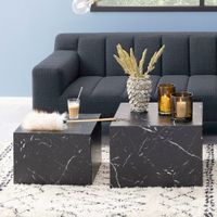 Bendt Salontafel 'Flavian' Set van 2 stuks, Marmerlook, kleur Zwart