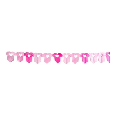 Folat baby thema slinger met rompertjes - 6m - geboorte versiering meisjes - roze - papier Folat baby thema slinger met rompertjes - 6m - geboorte versiering meisjes - roze - papier