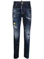 DSQUARED2 jean skinny à effet usé - Bleu - thumbnail