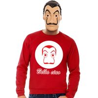 Rode Salvador Dali sweater met La Casa de Papel masker heren - thumbnail