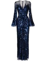 Jenny Packham robe longue Margot à ornements en sequins - Bleu - thumbnail