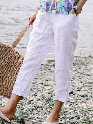 Vakantie Stevig Casual Katoen zakken losmaken bijgesneden Broek Vakantie Stevig Casual Katoen zakken losmaken bijgesneden Broek