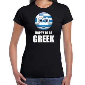 Griekenland emoticon Happy to be Greek landen t-shirt zwart dames