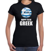 Griekenland emoticon Happy to be Greek landen t-shirt zwart dames - thumbnail