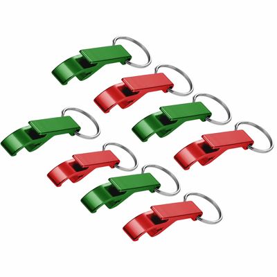 16x stuks Flessen openers met sleutelhanger groen en rood 6 cm